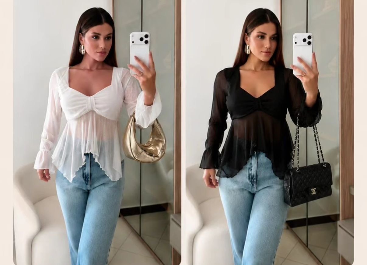 Blusa tul mangas largas dos modelos 9590