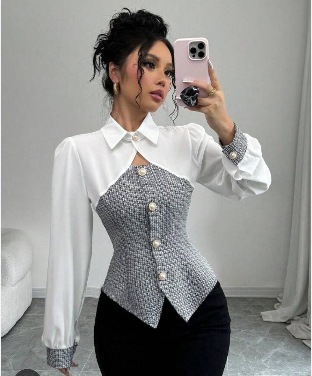 CAMISA DAMA CON BOTON 9646
