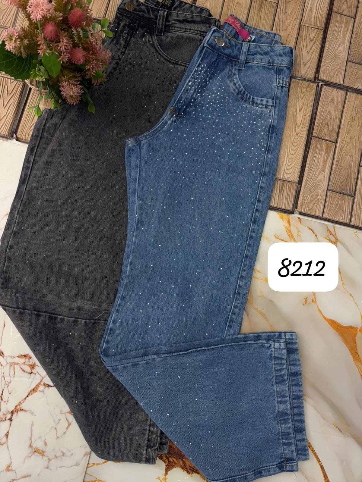Pantalon Jeans Wide Con Brillo Leg 8212