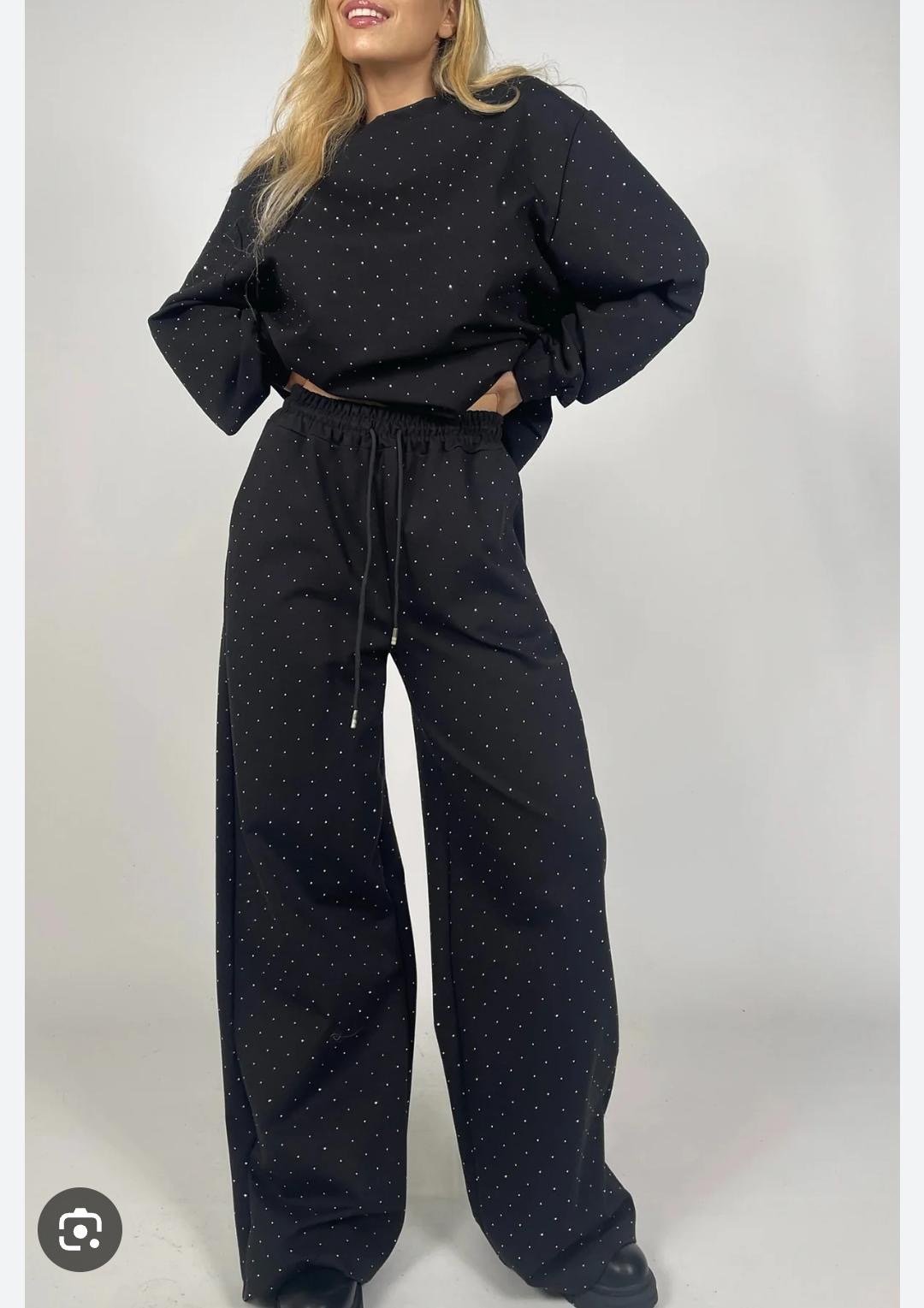 CONJUNTO IMP. C/BRILLO BLUSA/PANTALONA REF EE71