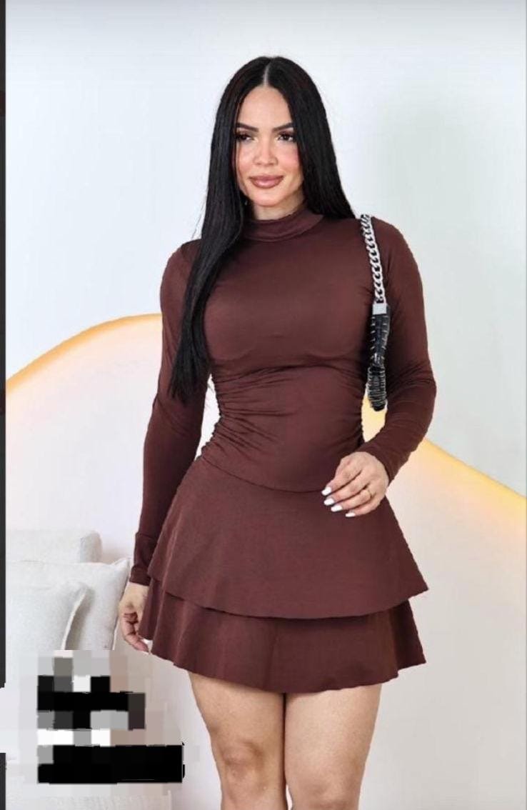 VESTIDO SUPLEX CORTO BOLADO CUELLO ALTO 9447